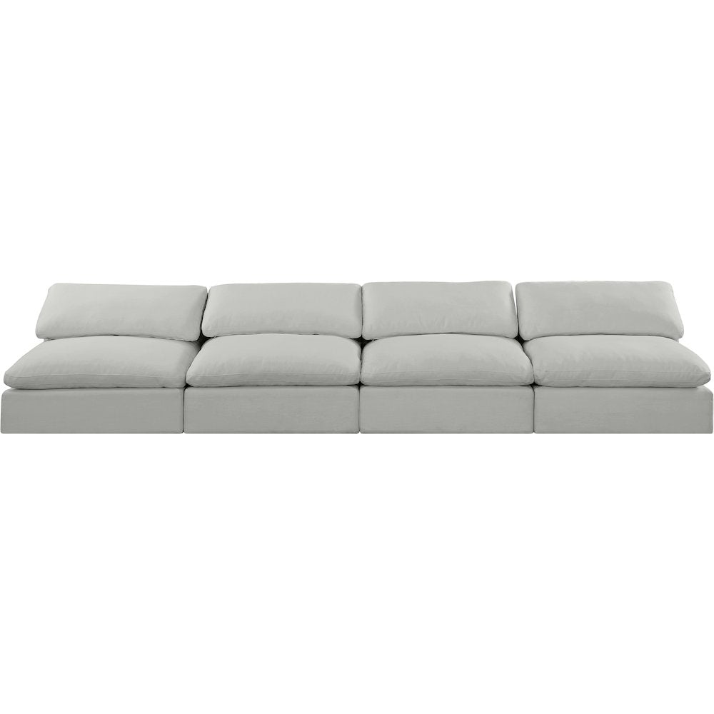 Comfy Grey Linen Textured Fabric Modular Sofa