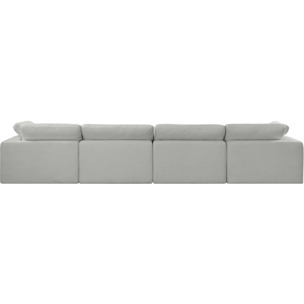 Comfy Grey Linen Textured Fabric Modular Sofa