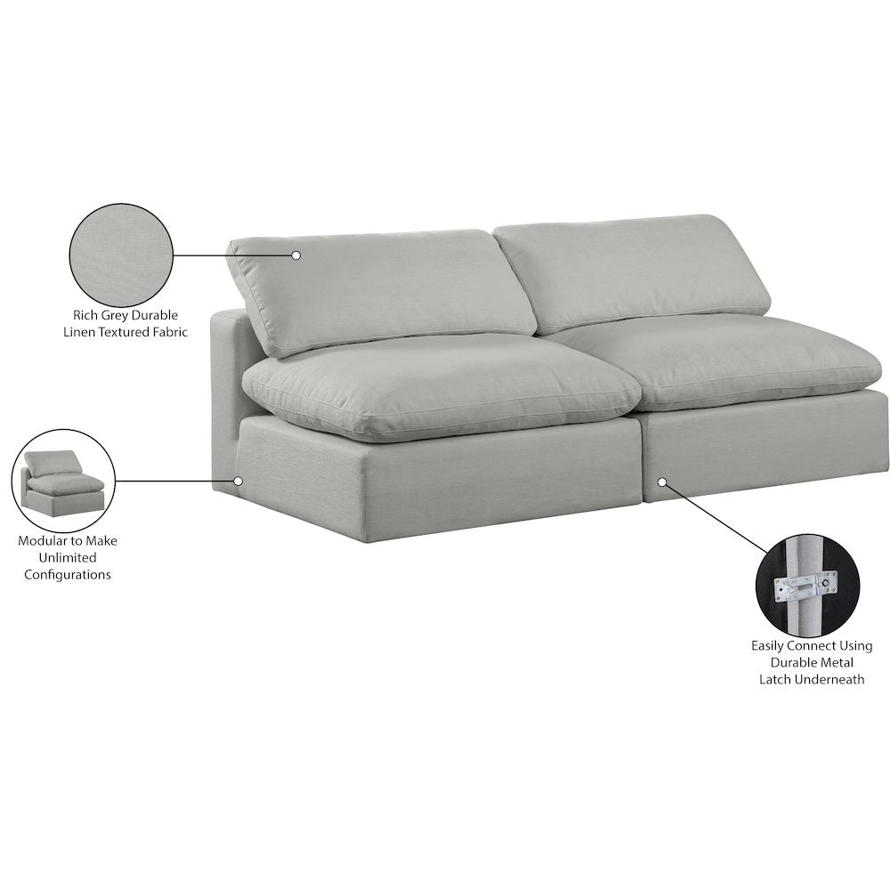 Comfy Grey Linen Textured Fabric Modular Sofa