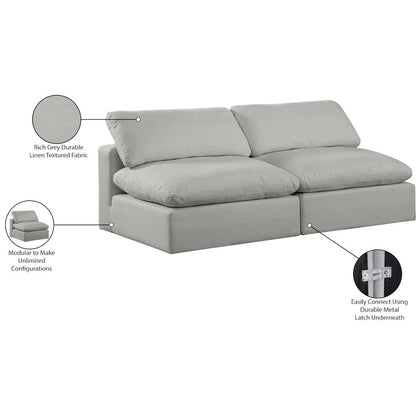 Comfy Grey Linen Textured Fabric Modular Sofa
