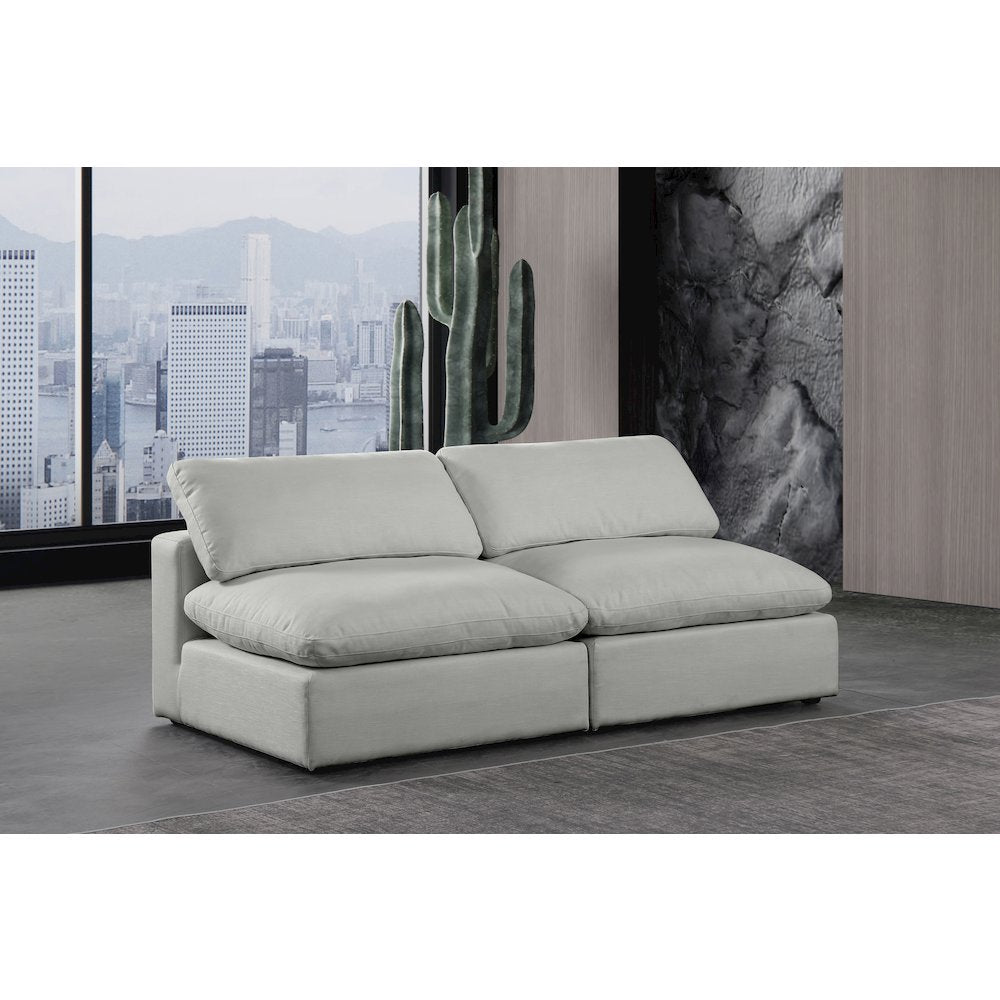 Comfy Grey Linen Textured Fabric Modular Sofa