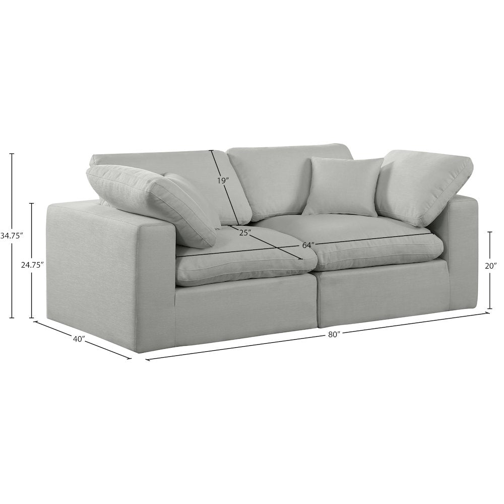 Comfy Grey Linen Textured Fabric Modular Sofa