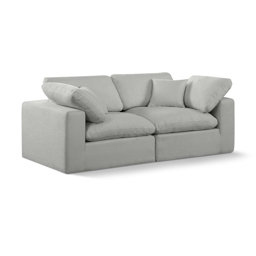 Comfy Grey Linen Textured Fabric Modular Sofa