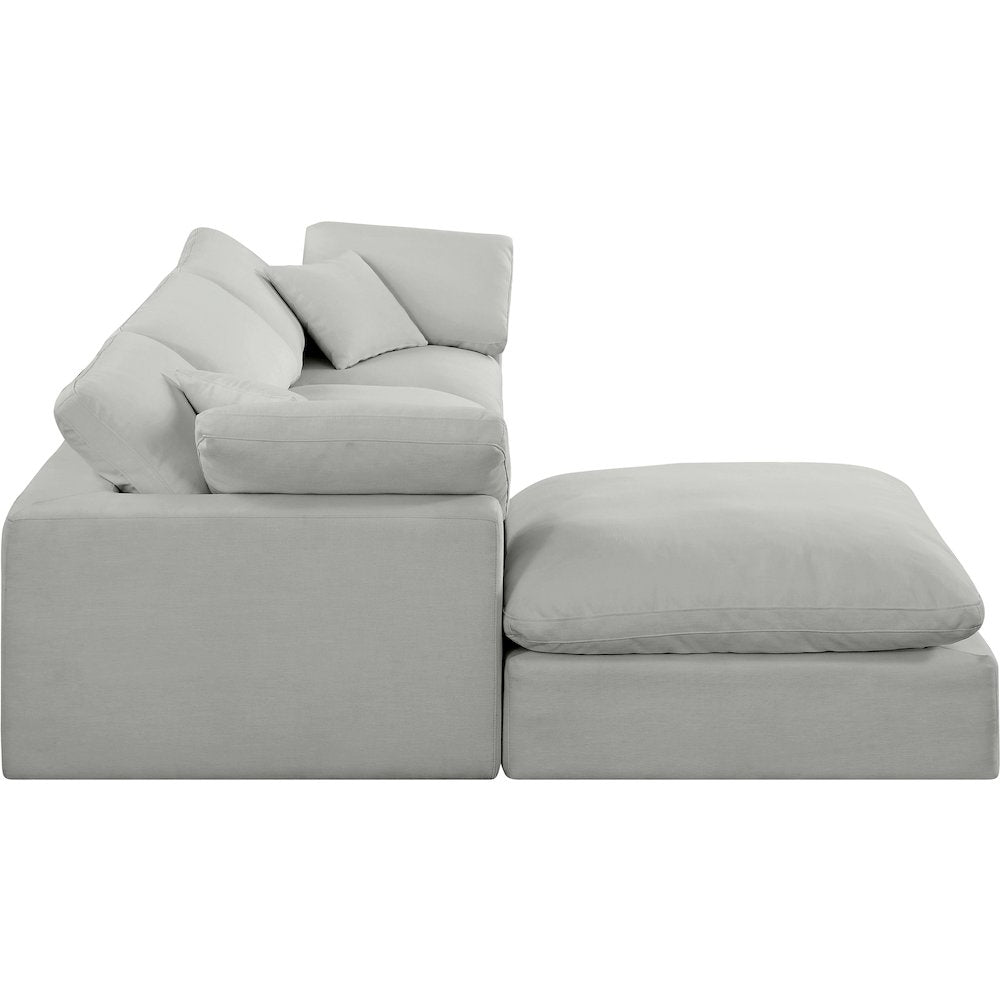 Comfy Grey Linen Textured Fabric Modular Sectional