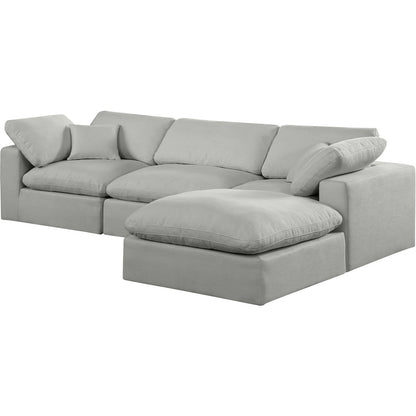 Comfy Grey Linen Textured Fabric Modular Sectional