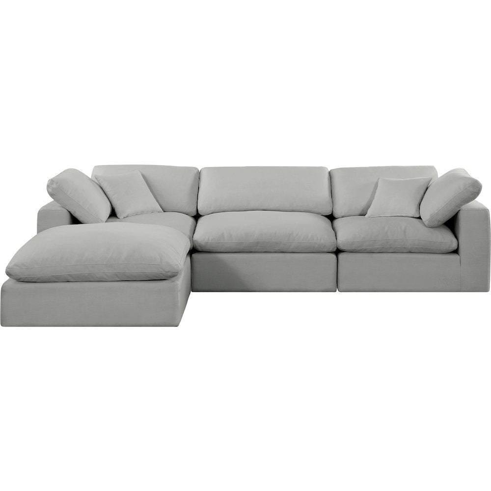 Comfy Grey Linen Textured Fabric Modular Sectional
