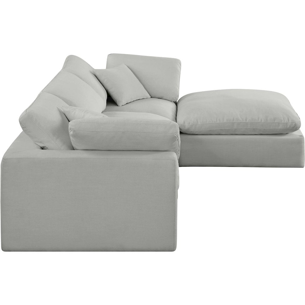 Comfy Grey Linen Textured Fabric Modular Sectional