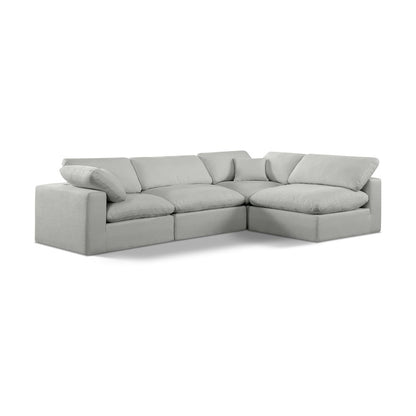Comfy Grey Linen Textured Fabric Modular Sectional