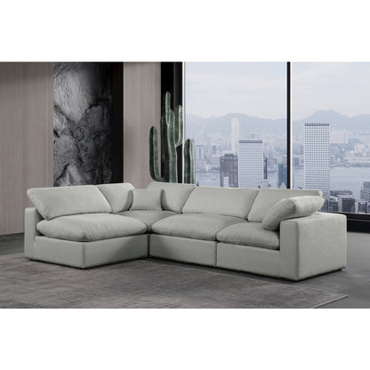 Comfy Grey Linen Textured Fabric Modular Sectional