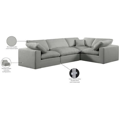 Comfy Grey Linen Textured Fabric Modular Sectional