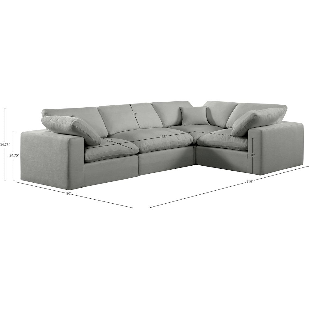 Comfy Grey Linen Textured Fabric Modular Sectional