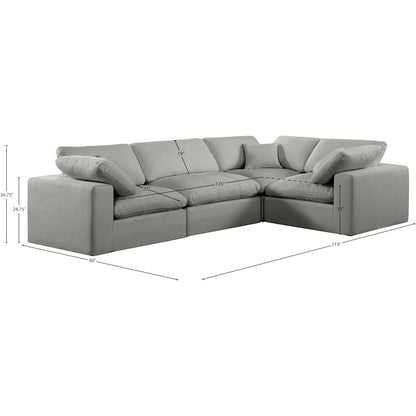 Comfy Grey Linen Textured Fabric Modular Sectional