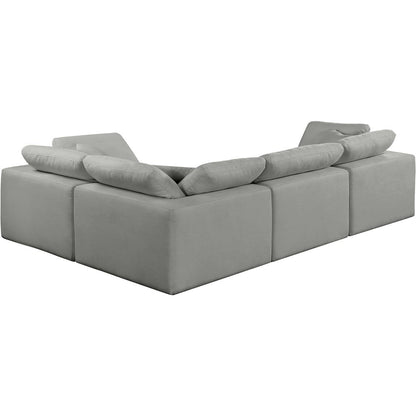 Comfy Grey Linen Textured Fabric Modular Sectional