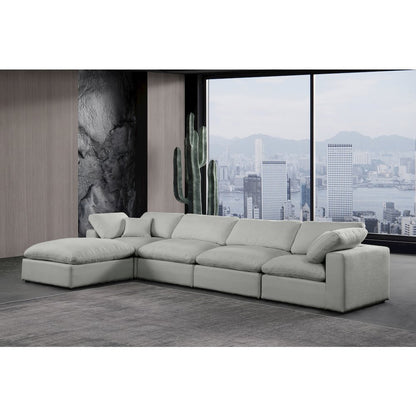Comfy Grey Linen Textured Fabric Modular Sectional