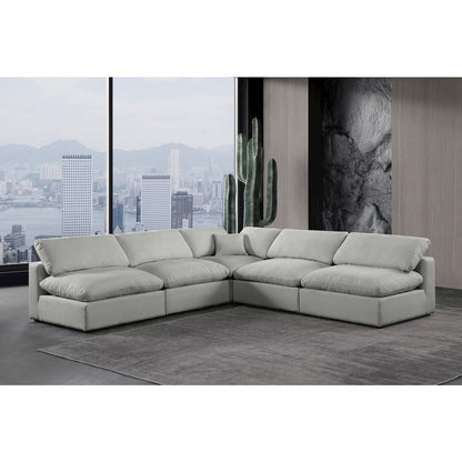 Comfy Grey Linen Textured Fabric Modular Sectional
