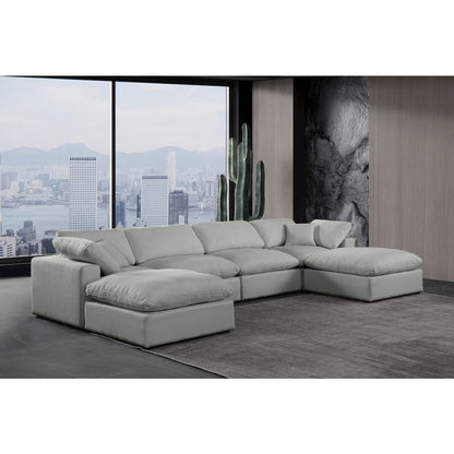 Comfy Grey Linen Textured Fabric Modular Sectional