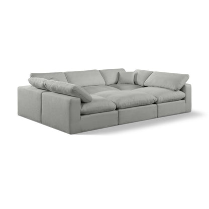 Comfy Grey Linen Textured Fabric Modular Sectional