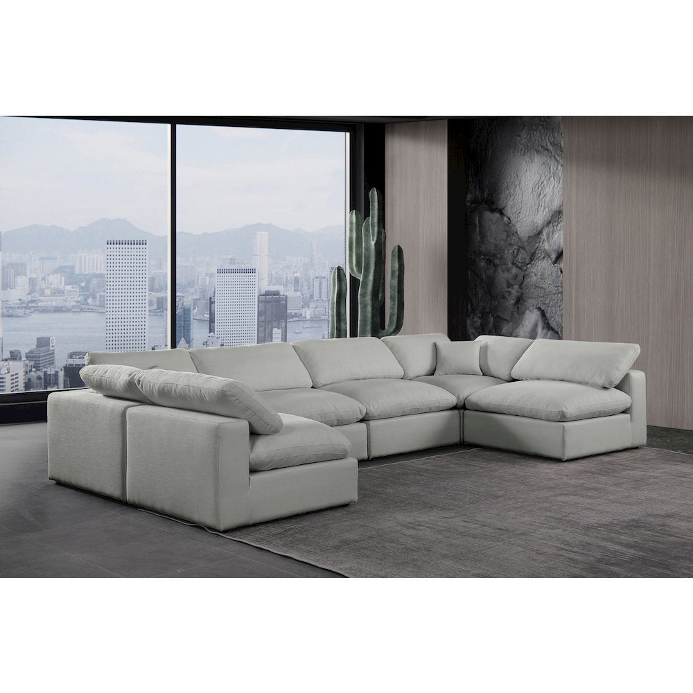 Comfy Grey Linen Textured Fabric Modular Sectional