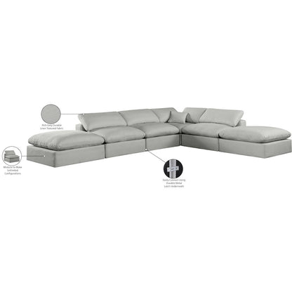 Comfy Grey Linen Textured Fabric Modular Sectional