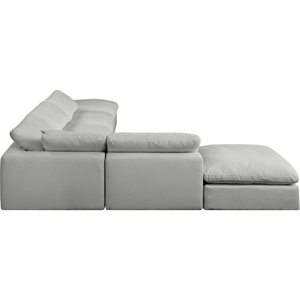 Comfy Grey Linen Textured Fabric Modular Sectional