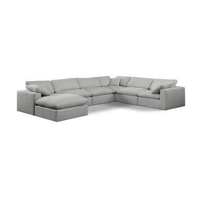 Comfy Grey Linen Textured Fabric Modular Sectional