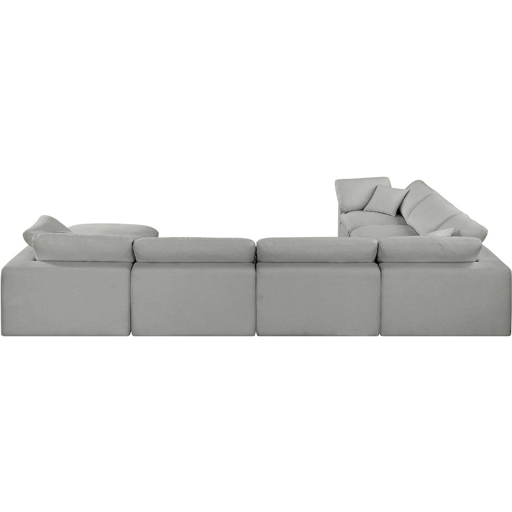 Comfy Grey Linen Textured Fabric Modular Sectional