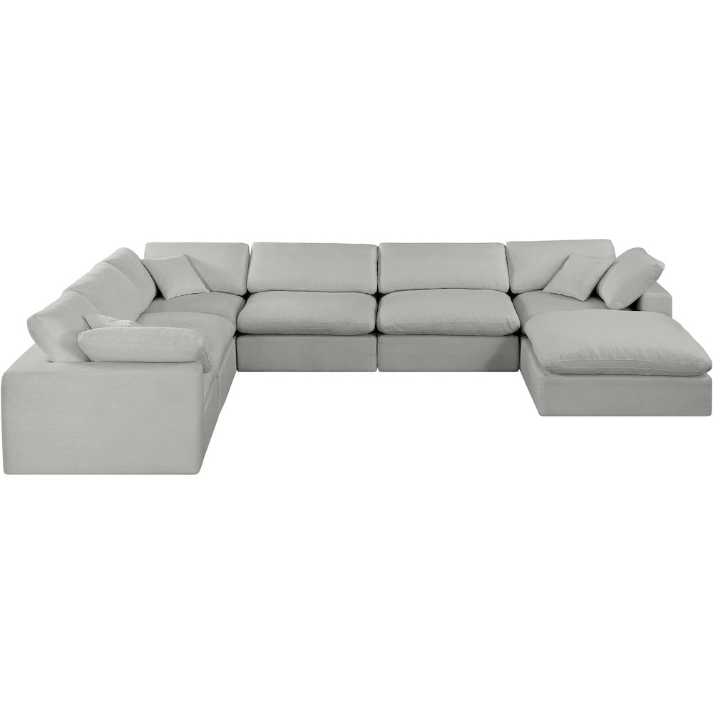 Comfy Grey Linen Textured Fabric Modular Sectional