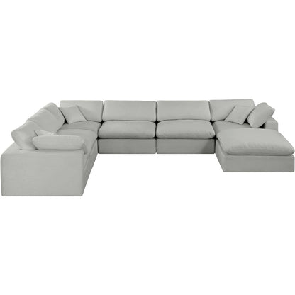 Comfy Grey Linen Textured Fabric Modular Sectional