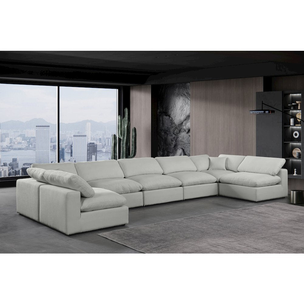 Comfy Grey Linen Textured Fabric Modular Sectional