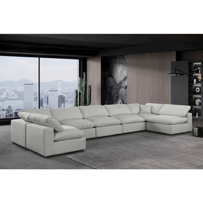 Comfy Grey Linen Textured Fabric Modular Sectional