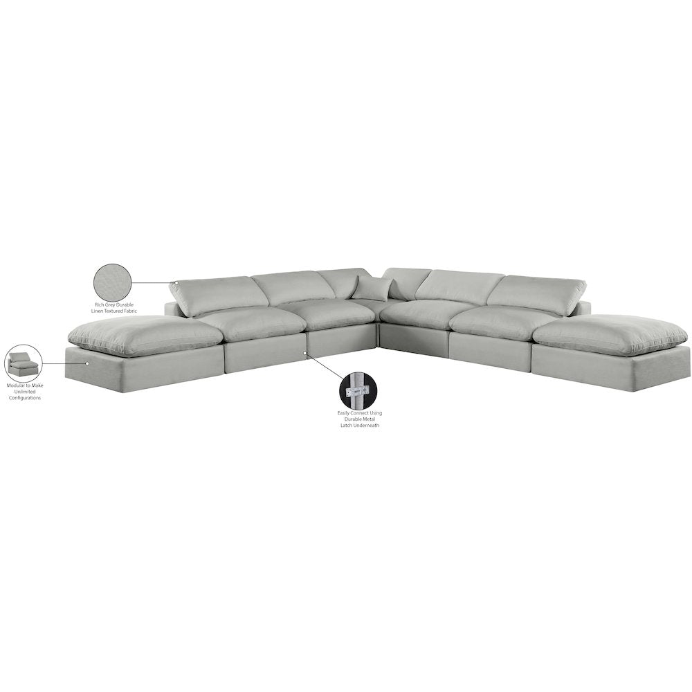 Comfy Grey Linen Textured Fabric Modular Sectional