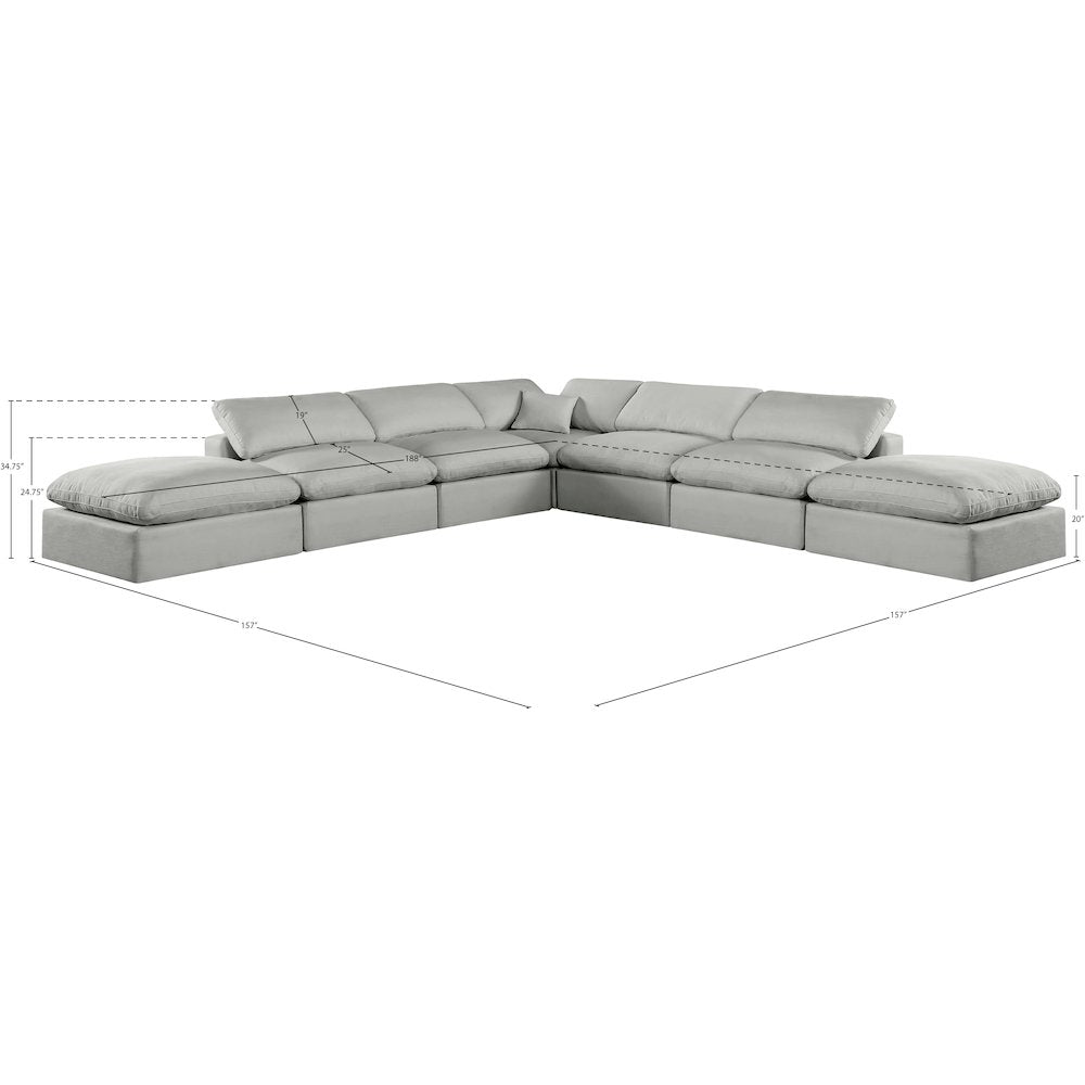 Comfy Grey Linen Textured Fabric Modular Sectional