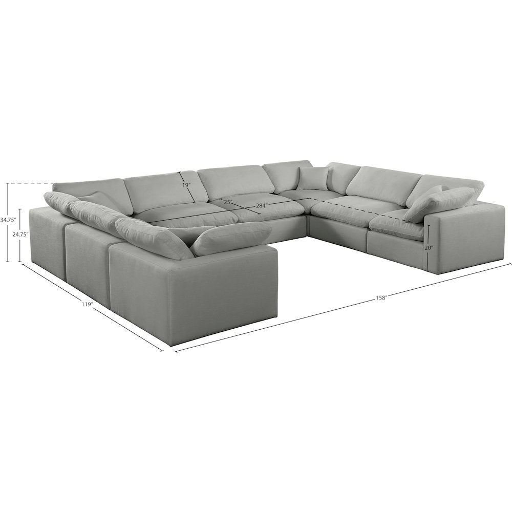 Comfy Grey Linen Textured Fabric Modular Sectional
