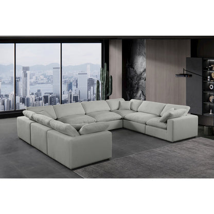 Comfy Grey Linen Textured Fabric Modular Sectional