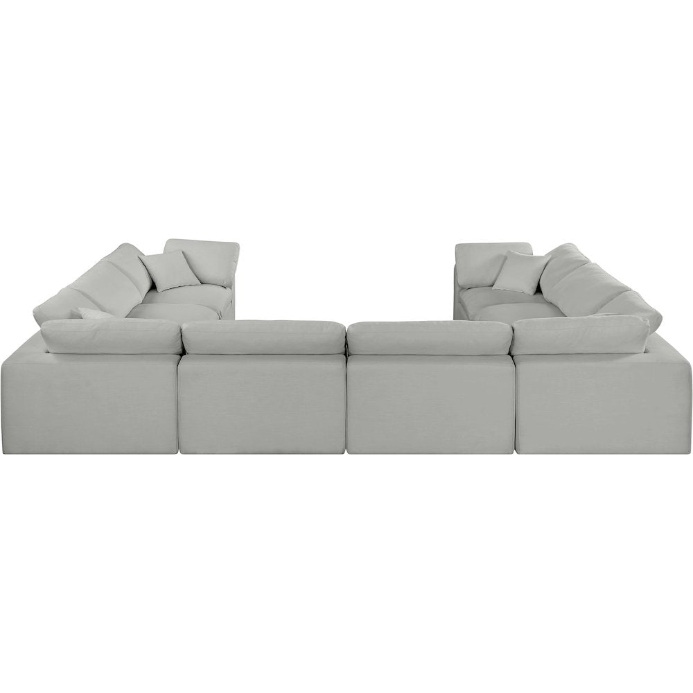 Comfy Grey Linen Textured Fabric Modular Sectional