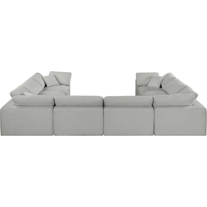 Comfy Grey Linen Textured Fabric Modular Sectional