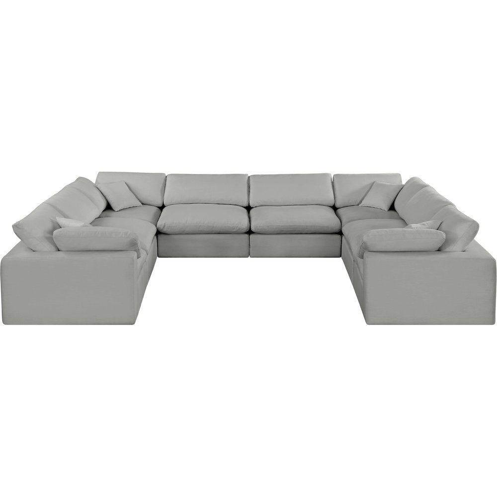 Comfy Grey Linen Textured Fabric Modular Sectional