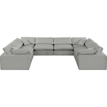 Comfy Grey Linen Textured Fabric Modular Sectional