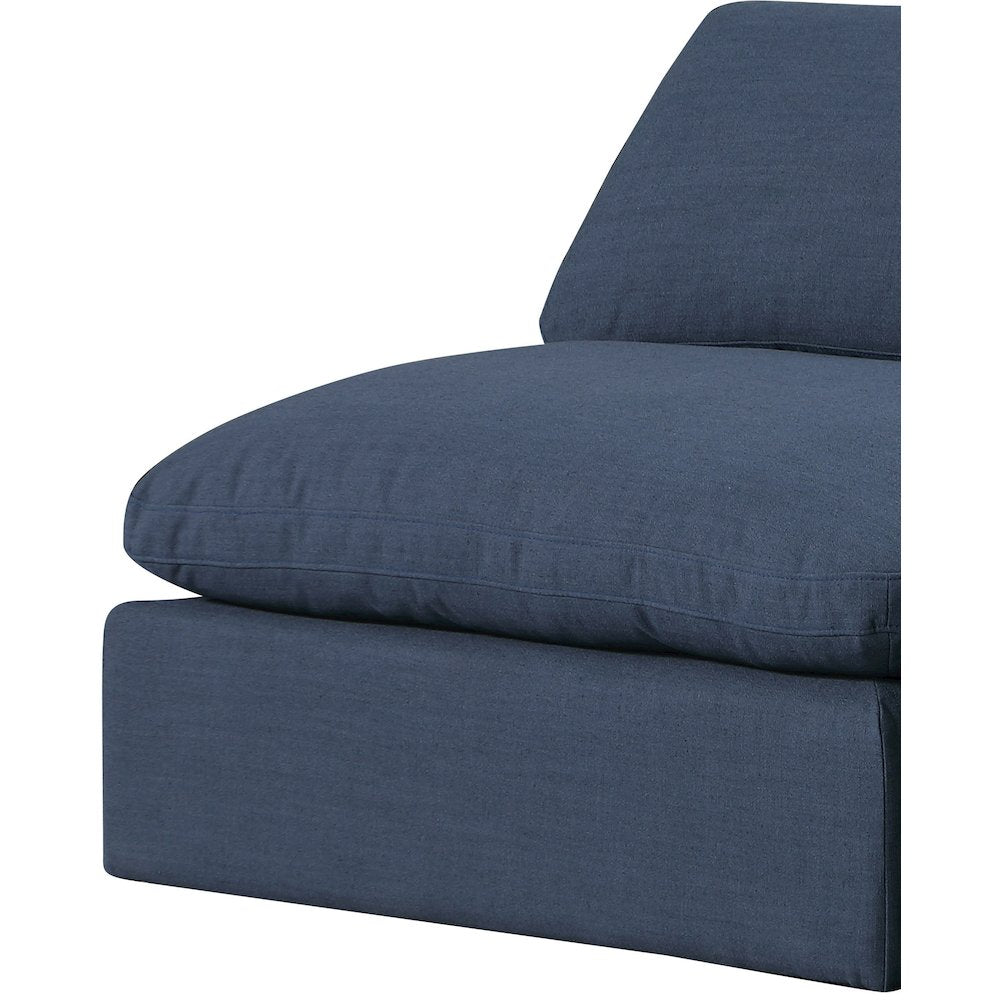 Comfy Navy Linen Textured Fabric Modular Armless Chair