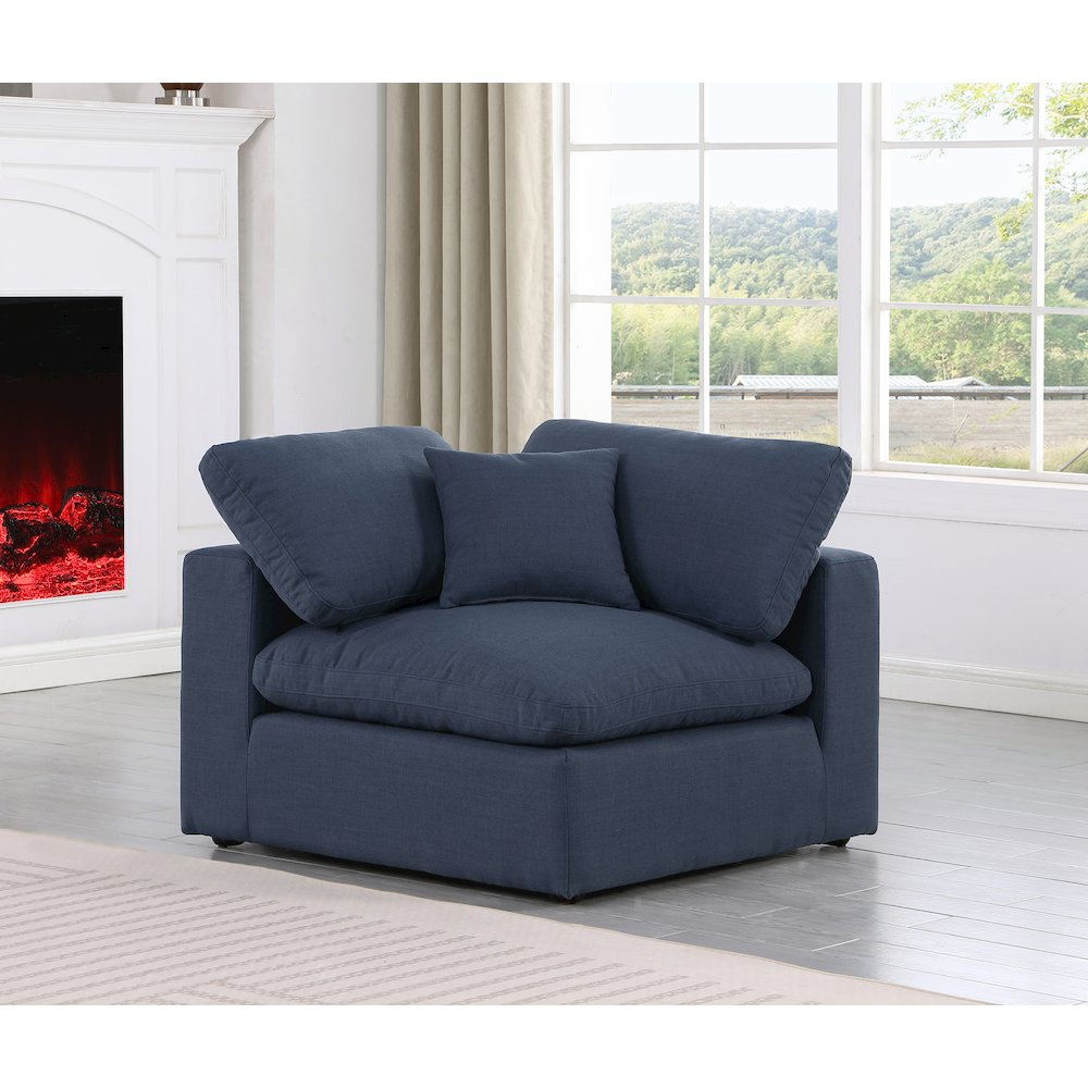 Comfy Navy Linen Textured Fabric Modular Corner Chair