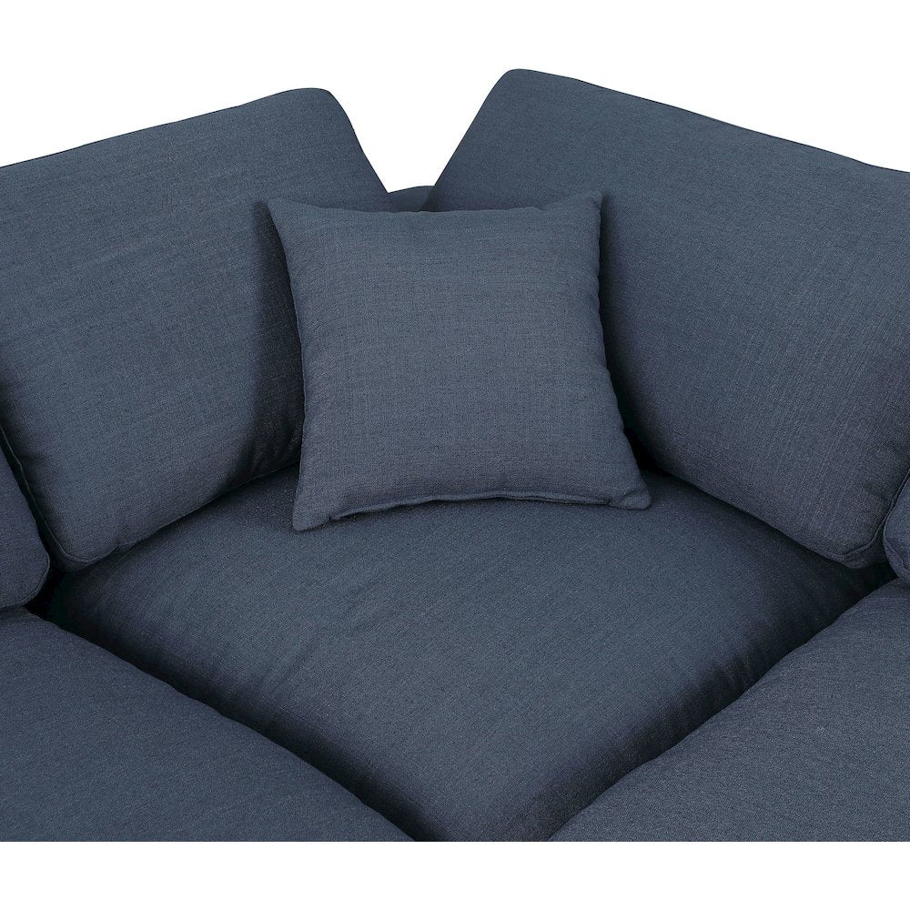 Comfy Navy Linen Textured Fabric Modular Corner Chair