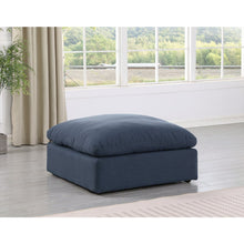 Comfy Navy Linen Textured Fabric Modular Ottoman