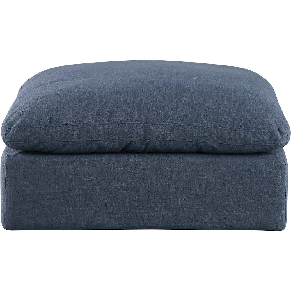 Comfy Navy Linen Textured Fabric Modular Ottoman