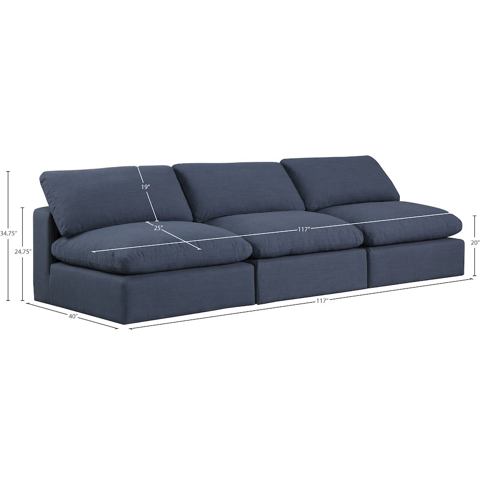 Comfy Navy Linen Textured Fabric Modular Sofa