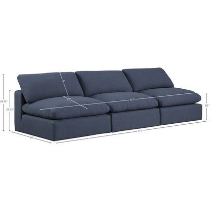 Comfy Navy Linen Textured Fabric Modular Sofa
