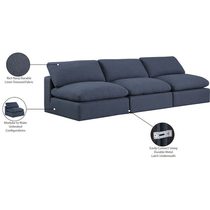 Comfy Navy Linen Textured Fabric Modular Sofa
