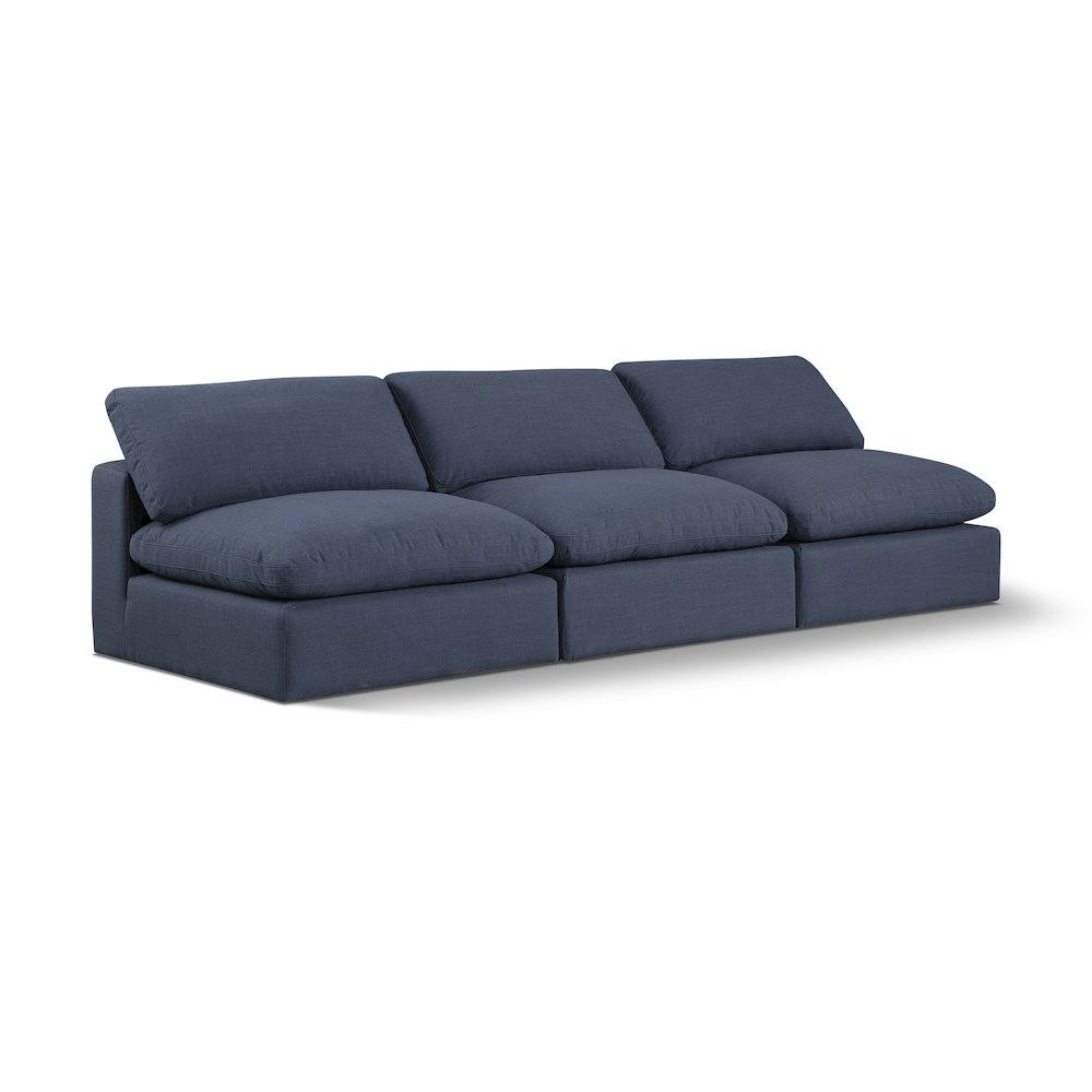 Comfy Navy Linen Textured Fabric Modular Sofa
