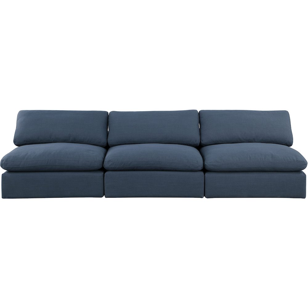 Comfy Navy Linen Textured Fabric Modular Sofa