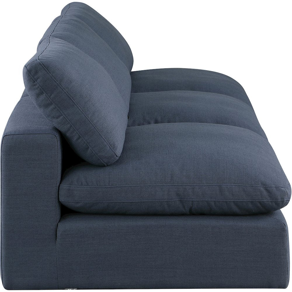 Comfy Navy Linen Textured Fabric Modular Sofa