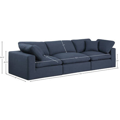 Comfy Navy Linen Textured Fabric Modular Sofa